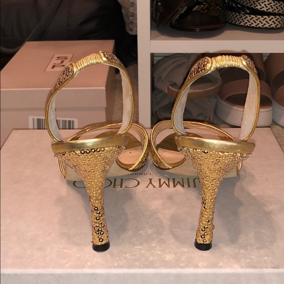 Gold Sequin Manolo Blahnik Heels - Picture 3 of 4